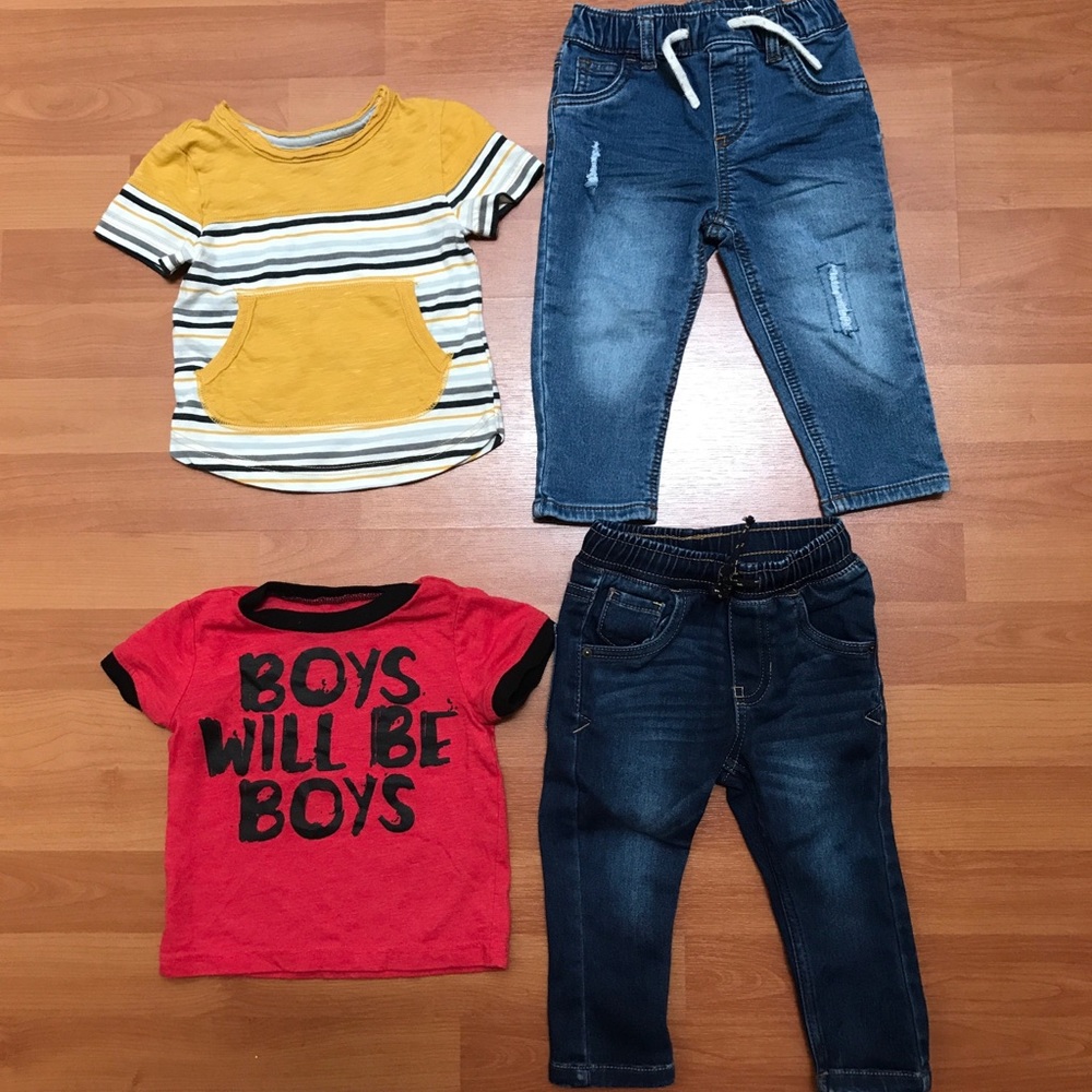 Bundle Boys Jeans & Short Sleeve Tops Size 12m
